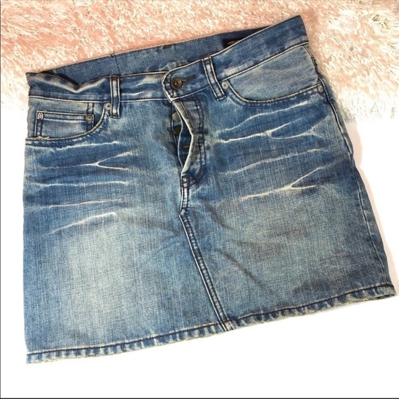 Rare Andy Warhol X LEVI'S Denim Mini Blue Skirt 28 - Picture 2 of 8
